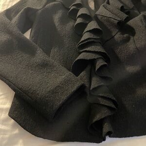 Boston Proper Black Ruffle Front Jacket